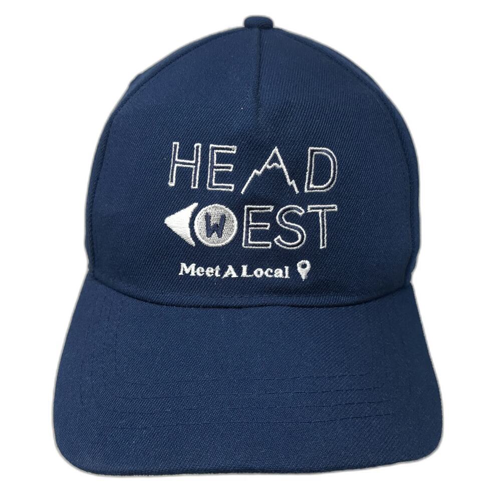 Crowns 5 Panel Blue Hat One Size Meet A Local Head West Mountain Snapback Cap